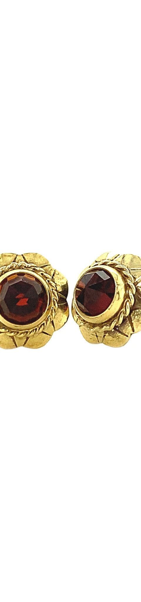 Vintage 14K Gold Stud Earrings with Garnet